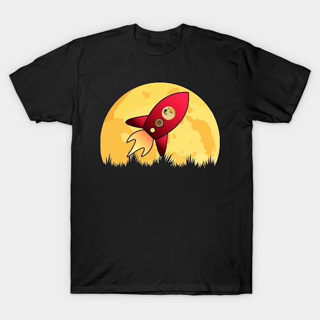 Dogecoin To The Moon Doge T-Shirt by LittleBoxOfLyrics